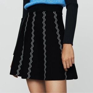 MAJE Chevron Pattern Skater Skirt